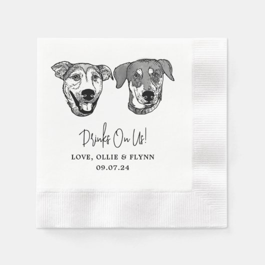 Custom Twee Pet Cocktail Servetten Bruiloft (Voorkant)