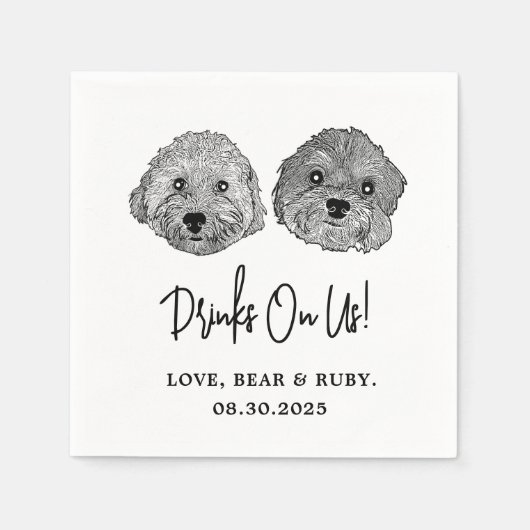 Custom Twee Pet Cocktail Servetten Bruiloft (Voorkant)