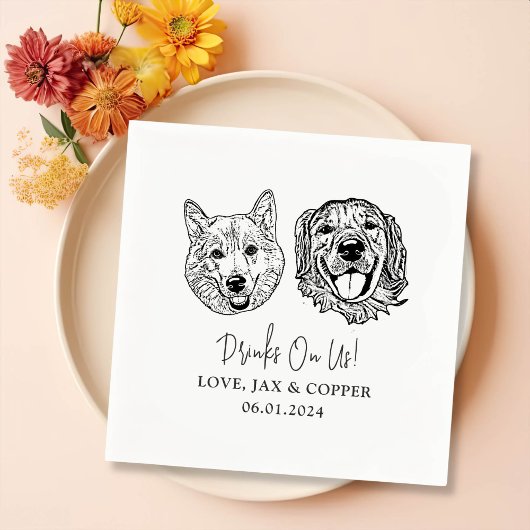 Custom Twee Pet Cocktail Servetten Bruiloft