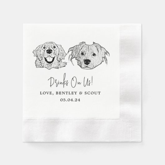 Custom Twee Pet Cocktail Servetten Bruiloft (Voorkant)