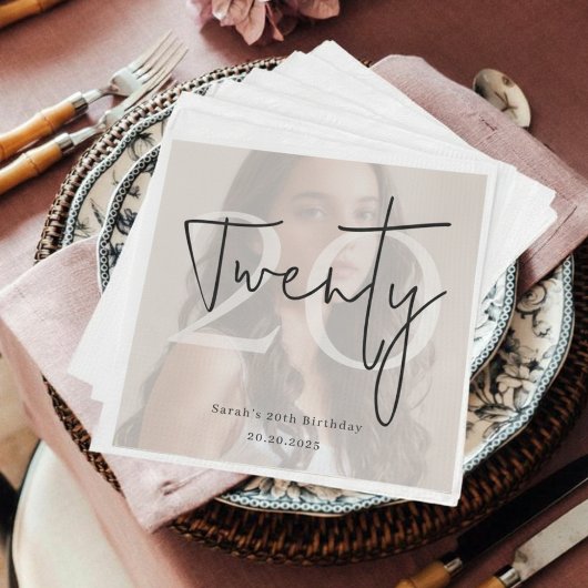 Custom Twenty Modern Birthday Party Napkins Servet