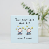 Custom Twin Baby Boys Congratulations w. Names,  Kaart (Staand voorkant)