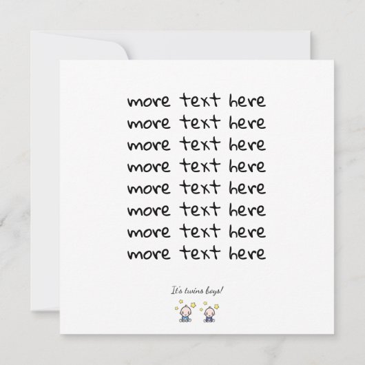 Custom Twin Baby Boys Congratulations w. Names,  Kaart (Achterkant)