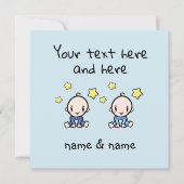 Custom Twin Baby Boys Congratulations w. Names,  Kaart (Voorkant)