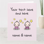 Custom Twin Baby Girls Congratulations, Big Kaart (Voorkant)