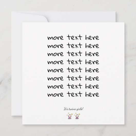 Custom Twin Baby Girls Congratulations w. Names,  Kaart (Achterkant)