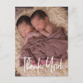 Custom Twin Baby shower dank u Aankondigingskaart (Voorkant)