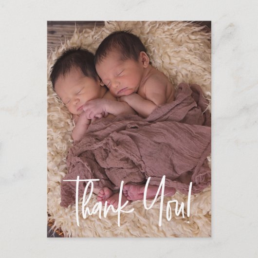 Custom Twin Baby shower dank u Aankondigingskaart (Voorkant)