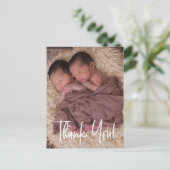 Custom Twin Baby shower dank u Aankondigingskaart (Staand voorkant)