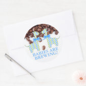 Custom Twin Boy Giraffes Baby's zijn Brouwen Ronde Sticker (Envelop)
