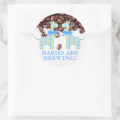 Custom Twin Boy Giraffes Baby's zijn Brouwen Ronde Sticker (Tas)