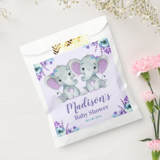 Custom Twin Meisje Olifant Baby shower Favor Tasse Bedankzakje (Gezegeld)