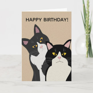 CUSTOM Two Cats Happy Birthday  Kaart