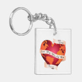 Custom U ZET MIJN WERELD OP VUUR Rood Aarde Lint Sleutelhanger (Voorkant Links)