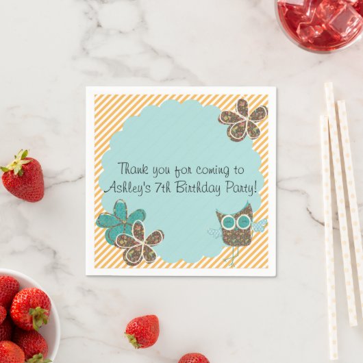 Custom Uil Verjaardag Party Papier servetten (Insitu)