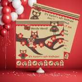 Custom Uilen op een tak Verjaardag Uitnodigingen