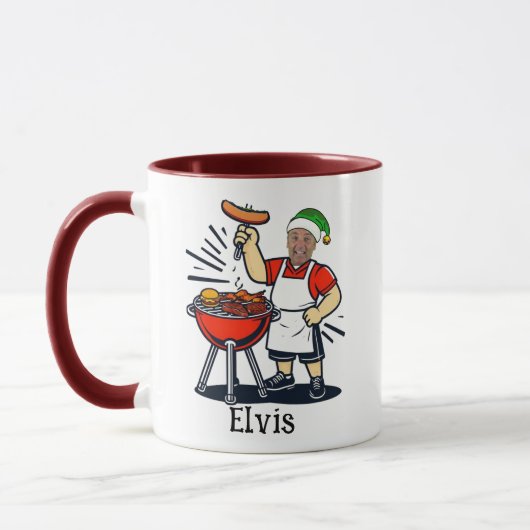 Custom Uncle BBQ Chef Mug - Christmas Photo Gift Mok (Links)