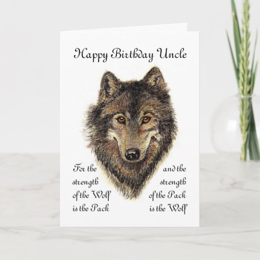 Custom Uncle Birthday - Wolf en Pack Quote Kaart (Voorkant)