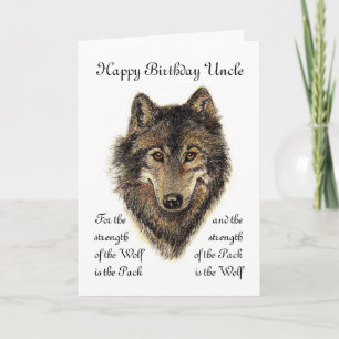 Custom Uncle Birthday - Wolf en Pack Quote Kaart