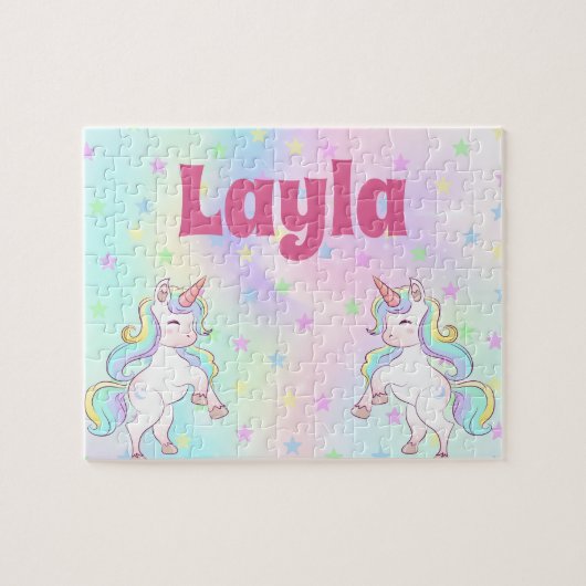 Custom Unicorn Child Name Puzzle Legpuzzel (Horizontaal)