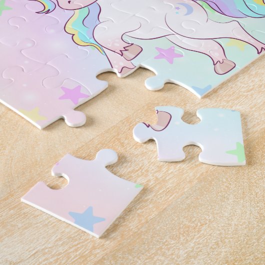 Custom Unicorn Child Name Puzzle Legpuzzel (Zijkant)