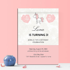 Custom Unicorn Cute Pink Birthday Party Invitation Acryl Uitnodigingen