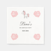 Custom Unicorn Cute Pink Birthday Party  Servet (Voorkant)