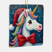 Custom Unicorn Red Bow Keramisch Ornament (Rechts)
