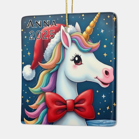 Custom Unicorn Red Bow Keramisch Ornament (Links)