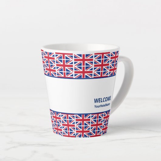 Custom Union Jack Hotel Latte Mok (Rechterhoek)