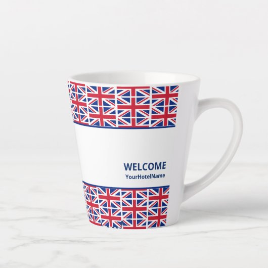 Custom Union Jack Hotel Latte Mok (Rechts)
