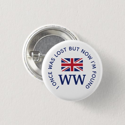 Custom Union Jack MONOGRAM Ronde Button 3,2 Cm (Voorkant /achterkant)