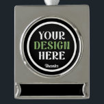 custom, unique, sleek & minimalist hershey®'s kiss verzilverd banner ornament<br><div class="desc">This design is accessible to all. Feel free to customize the logo,  images,  text,  and colors according to your preferences. Thank you very much.</div>