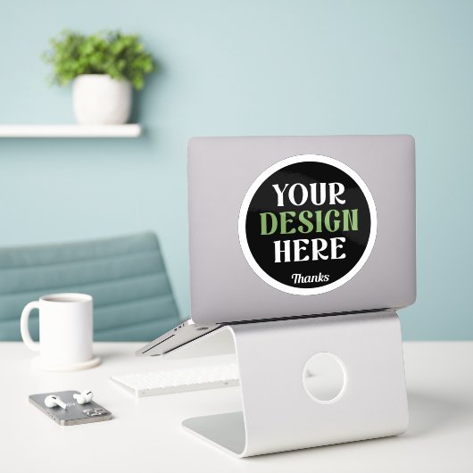 custom, unique, sleek & minimalist sticker (Laptop op bureau)