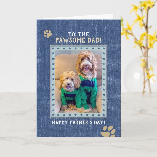 Custom Unisex Dog Photo Vaderdag Card - fdudgb Kaart (Gele Bloem)