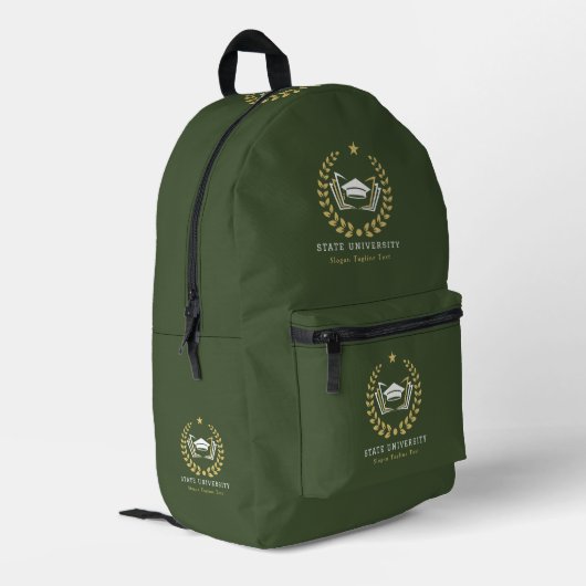 Custom University Logo Militaire groene achtergron Bedrukte Rugzak (Achterkant Hoek Links)