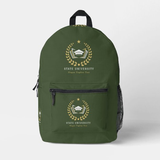 Custom University Logo Militaire groene achtergron Bedrukte Rugzak (Voorkant)