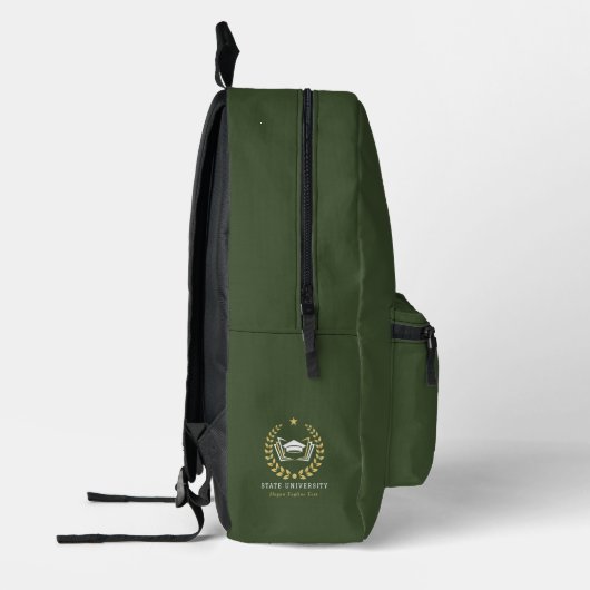 Custom University Logo Militaire groene achtergron Bedrukte Rugzak (Links)