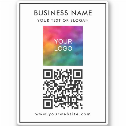 Custom Upload Business Logo Voeg tekst QR-code toe Sticker (Voorkant)