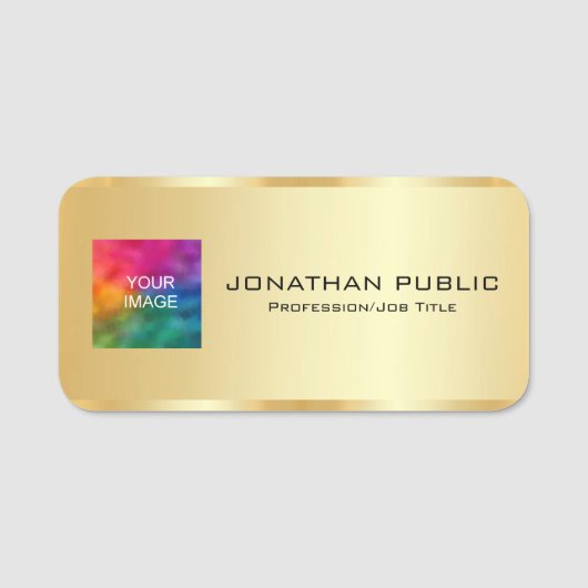 Custom Upload werknemersfoto of Logo hier Sjabloon Naamplaatje (Voorkant)