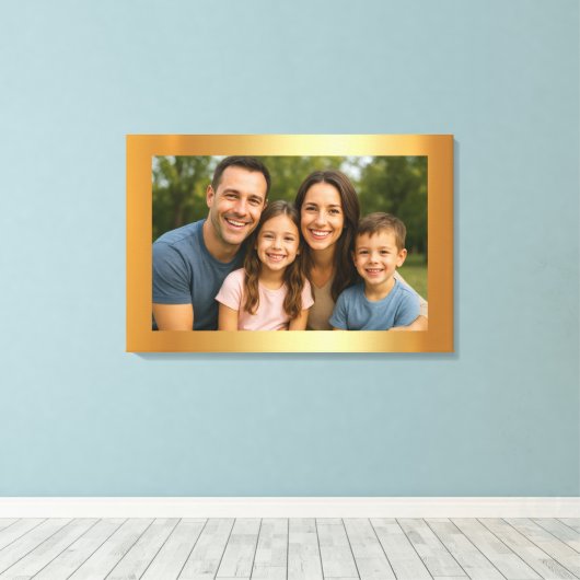 Custom Upload Your Photo to Blank Gold Background Canvas Afdruk (Insitu (Houten vloer))