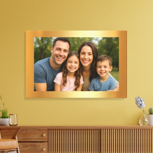 Custom Upload Your Photo to Blank Gold Background Canvas Afdruk (Insitu (Woonkamer))