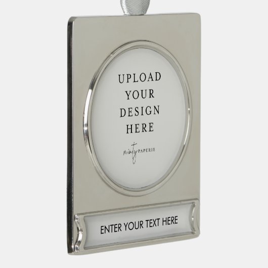 Custom Upload your Photo Verzilverd Banner Ornament (Rechts)