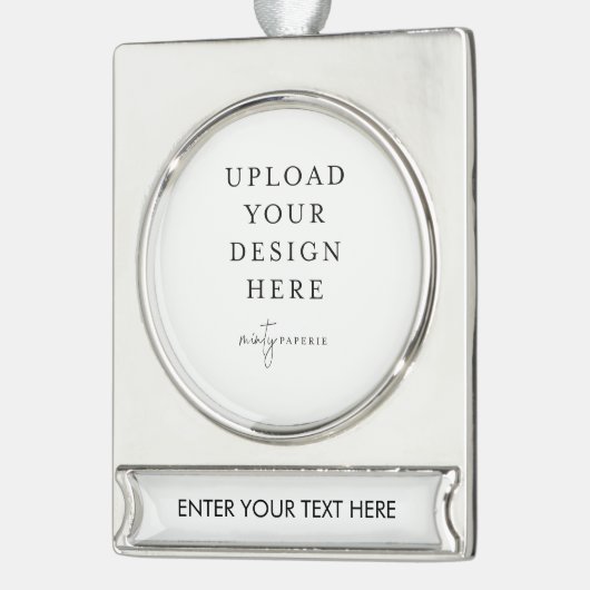 Custom Upload your Photo Verzilverd Banner Ornament (Links)
