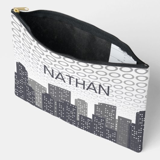 Custom Urban Cityscape Shades of Grey Personalised Etui (Open)