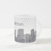 Custom Urban Cityscape Shades of Grey Personalised Matglas Koffiemok (Voorkant rechts)