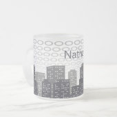 Custom Urban Cityscape Shades of Grey Personalised Matglas Koffiemok (Voorkant links)