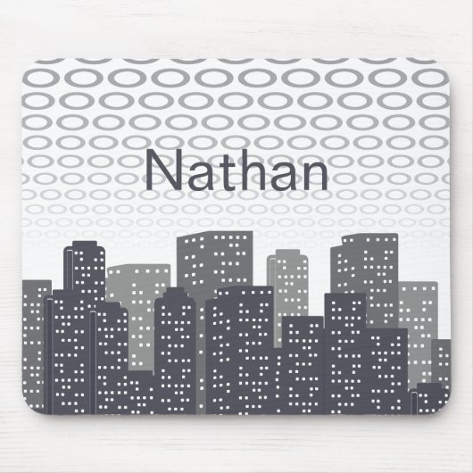 Custom Urban Cityscape Shades of Grey Personalised Muismat (Voorkant)