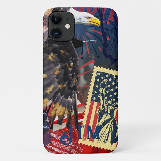 Custom Usa Eagle Stamp and Liberty Bell Case-Mate iPhone Case