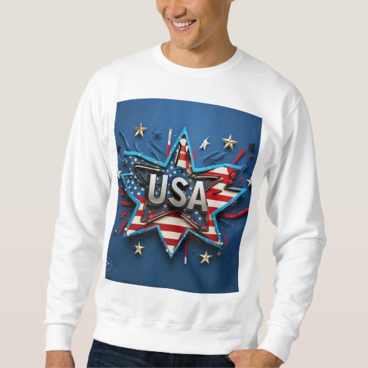 Custom USA Flag Hoodie met Logo voor Mannen & Vrou Trui (Voorkant)